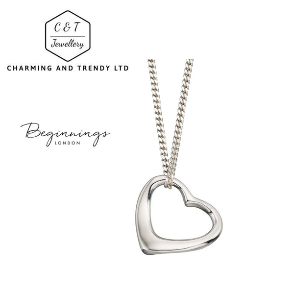 925 Sterling Silver Floating Heart Pendant Necklace 18" (Boxed) - Charming And Trendy Ltd
