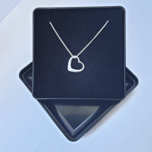 925 Sterling Silver Floating Heart Pendant Necklace 18" (Boxed) - Charming And Trendy Ltd