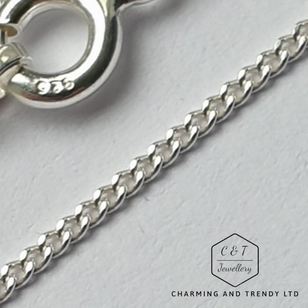1.0mm Sterling Silver Diamond Cut Curb 18"/46cm Chain - Charming and Trendy Ltd