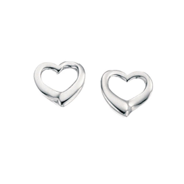 925 Sterling Silver Small Open Heart Studs by Beginnings (E2102) - Charming and Trendy Ltd