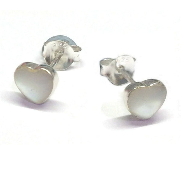 White Mother Of Pearl Heart Stud Earrings - Charming and Trendy Ltd