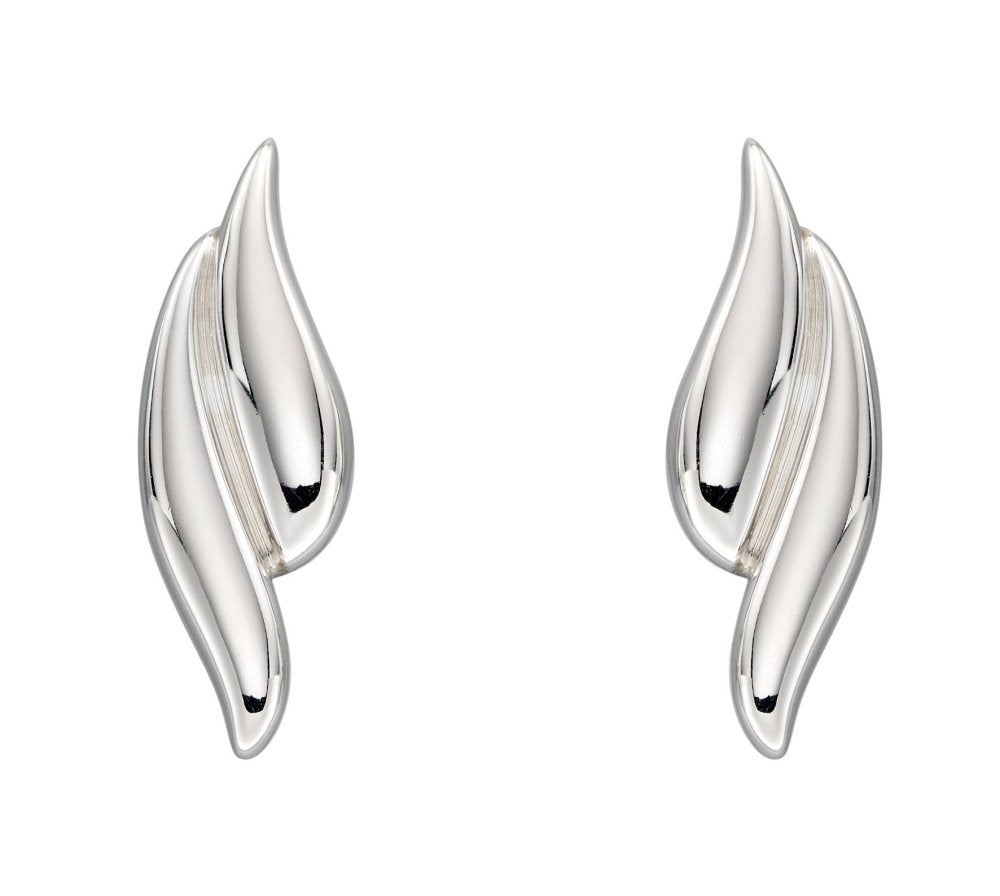 925 Sterling Silver Overlapping Curve Stud Earrings by Elements Silver (E5822)