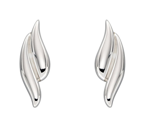 925 Sterling Silver Overlapping Curve Stud Earrings by Elements Silver (E5822)