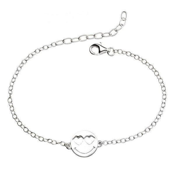 925 Sterling Silver Heart Eyes Emoji Bracelet By Biginnings - Charming and Trendy Ltd