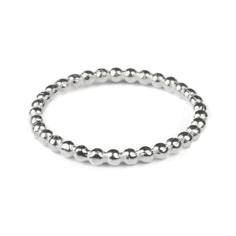 925 Sterling Silver Beaded Stacking Band Ring (2mm) - Charming and Trendy Ltd