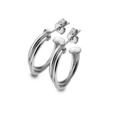 925 Sterling Silver Heritage Plain Double Hoop Earrings - Charming and Trendy Ltd