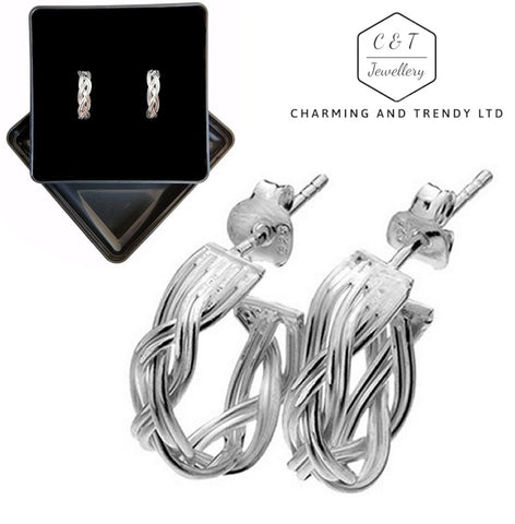 925 Sterling Silver Entwined Hoop Earrings From Curteis