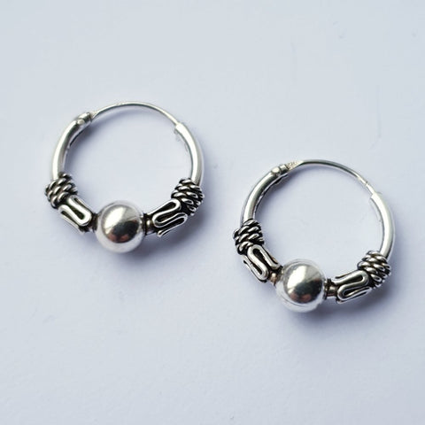 925 Sterling Silver 12mm Indo Hoop Sleeper Earrings by Beginnings - Charming and Trendy Ltd