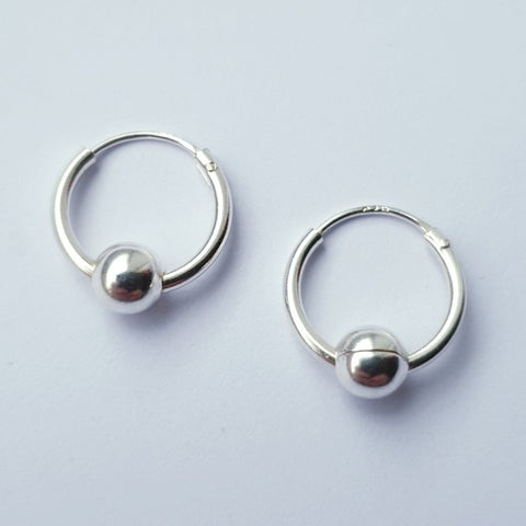 925 Sterling Silver 10mm Ball Hoop Sleeper Earrings by Beginnings London - Charming and Trendy Ltd