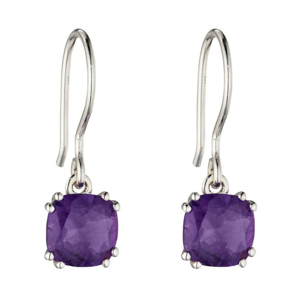 925 Sterling Silver Amethyst Cushion Earrings - Charming and Trendy Ltd