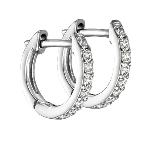 925 Sterling Silver Cubic Zirconia Huggie Hoop Earrings - Charming and Trendy Ltd
