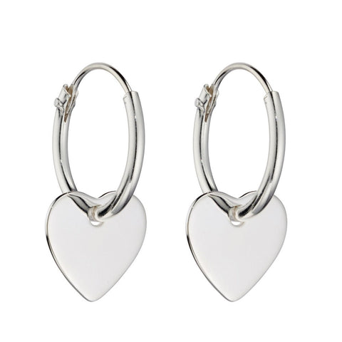 925 Sterling Silver 10mm Heart Charm Hoop Earrings - Charming and Trendy Ltd
