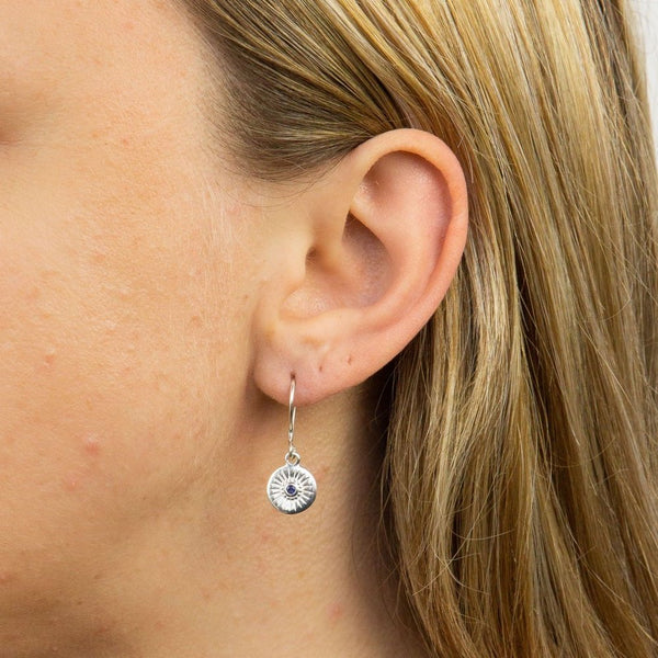 925 Sterling Silver Diamond Cut Sapphire Crystal Drop Earrings by Beginnings - Charming and Trendy Ltd