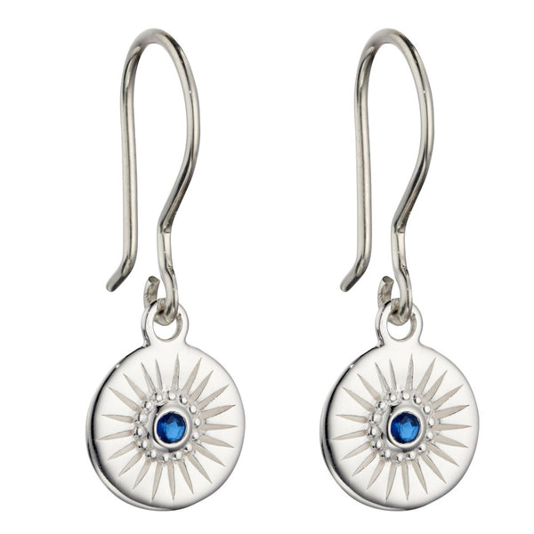 925 Sterling Silver Diamond Cut Sapphire Crystal Drop Earrings by Beginnings - Charming and Trendy Ltd