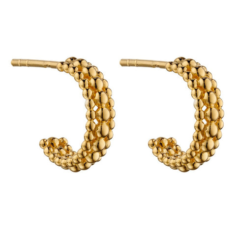 925 Sterling Silver Gold Plated Multi Bead 3/4 Hoop Earrings - Charming and Trendy Ltd