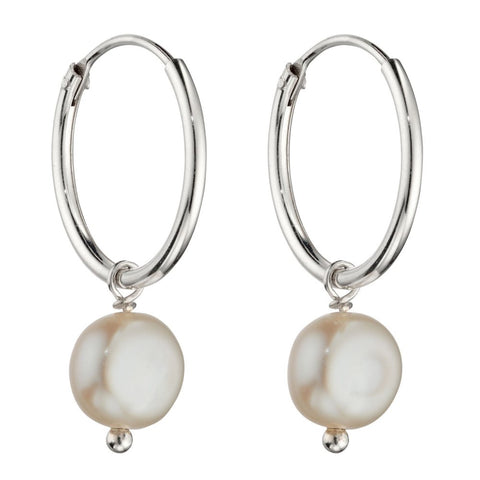 925 Sterling Silver Freshwater Pearl Hoop Earrings - Charming and Trendy Ltd