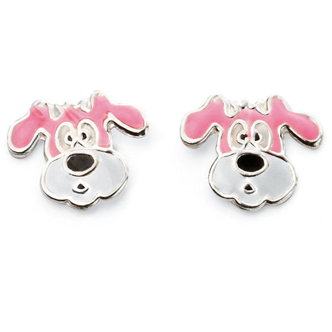 925 Sterling Silver Enamel Dog Stud Earrings - Charming and Trendy Ltd