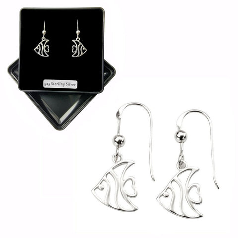 925 Sterling Silver Cut Out Angel Fish Earrings - Charming and Trendy Ltd