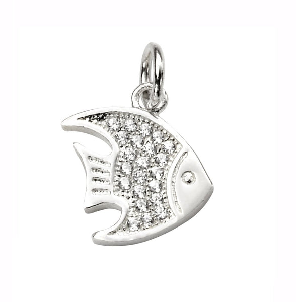 925 Sterling Silver Cubic Zirconia Angel Fish 18" Pendant - Charming and Trendy Ltd