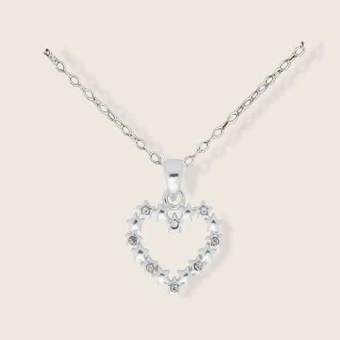 925 Sterling Silver Heart of Stars Cubic Zirconia Pendant - Charming and Trendy Ltd