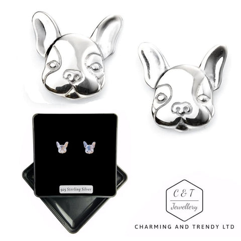 925 Sterling Silver French Bulldog Stud Earrings - Charming and Trendy Ltd