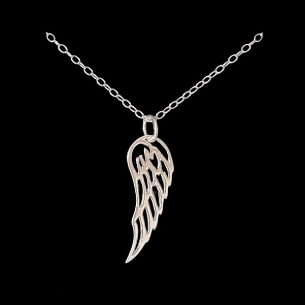 925 Sterling Silver Large Angel Wing Pendant Necklace - Charming and Trendy Ltd
