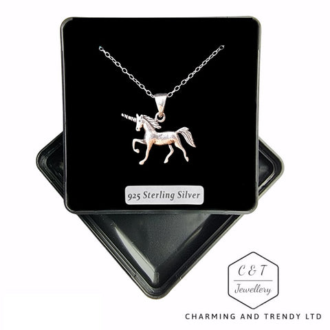 925 Sterling Silver Unicorn 18" Pendant - Charming and Trendy Ltd