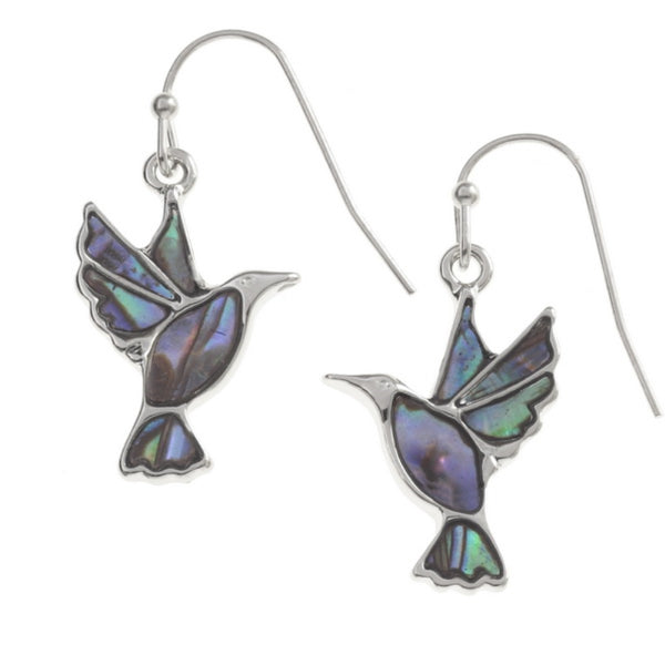 Hummingbird Paua Shell Hook Earrings - Charming and Trendy Ltd