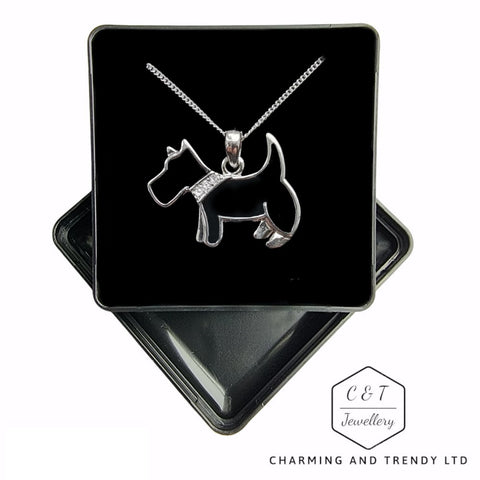 Scottie Dog Black Enamel Necklace - Charming and Trendy Ltd