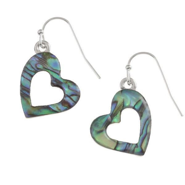 Open Heart Paua Shell Hook Earrings - Charming and Trendy Ltd