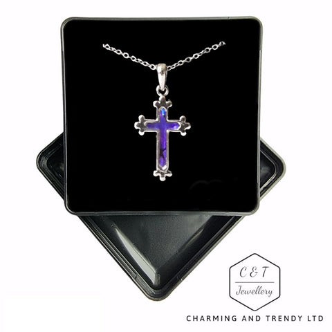 Purple Cross Paua Shell Pendant - Charming and Trendy Ltd