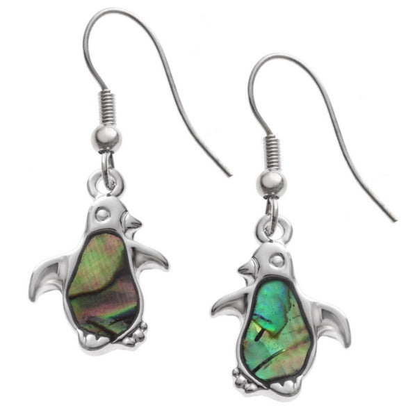 Penguin Paua Shell Hook Earrings - Charming and Trendy Ltd