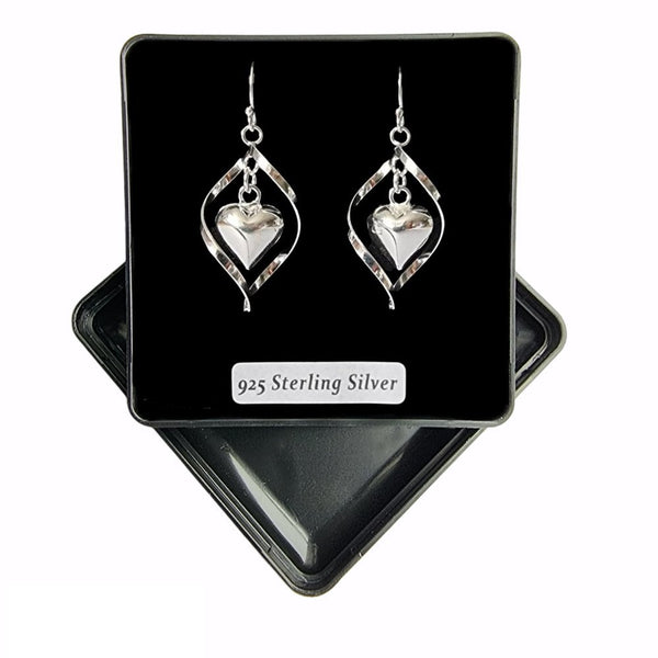 925 Sterling Silver Petra Heart Drop Earrings - Charming and Trendy Ltd