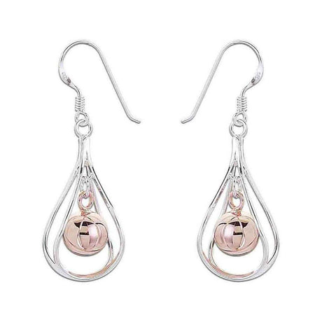 925 Sterling Silver/Rose Gold Plated Bretta Drop Earrings - Charming and Trendy Ltd