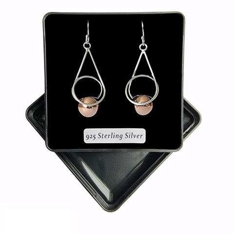 925 Sterling Silver/Rose Gold Plated Abigail Large Drop Earrings - Charming and Trendy Ltd