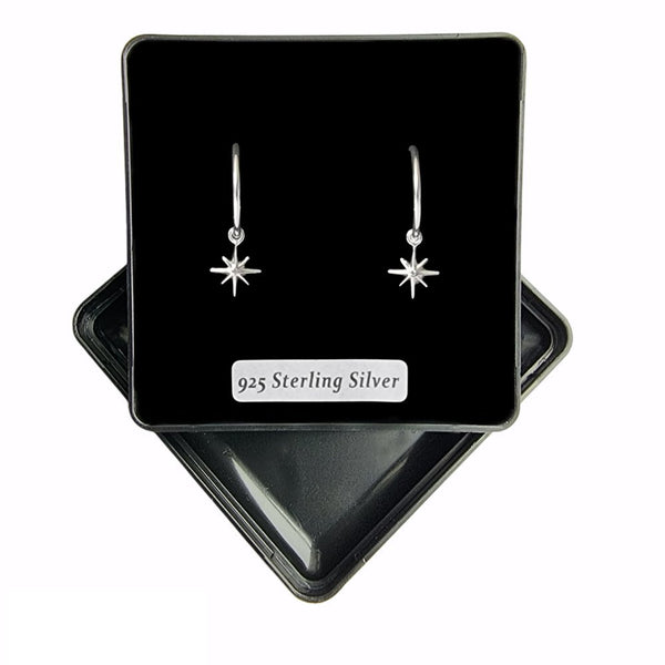 925 Sterling Silver Martina Star CZ Hoop Earrings - Charming ad Trendy Ltd
