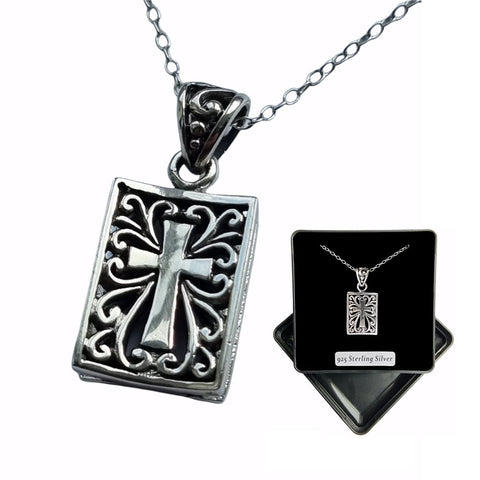 925 Sterling Silver Bible Style Cross Pendant - Charming and Trendy Ltd