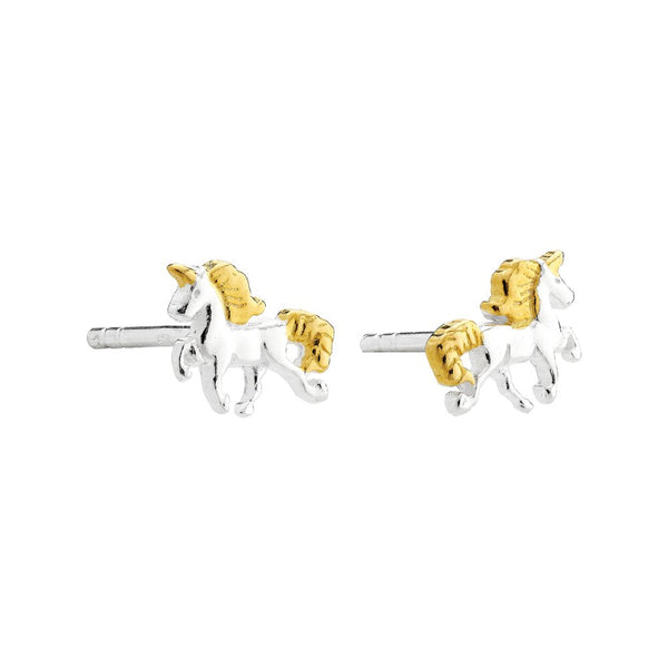 925 Sterling Silver & Gold Plated Childrens Unicorn Stud Earrings - Charming and Trendy Ltd
