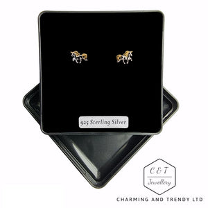 925 Sterling Silver & Gold Plated Childrens Unicorn Stud Earrings - Charming and Trendy Ltd