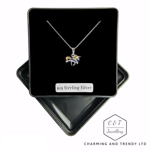 925 Sterling Silver & Gold Plated Childrens Unicorn Necklace - Charming and Trendy Ltd