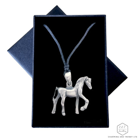 Pewter Walking Horse Necklace - Charming and Trendy Ltd