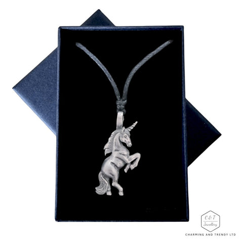Pewter Rearing Unicorn Pendant - Charming and Trendy Ltd