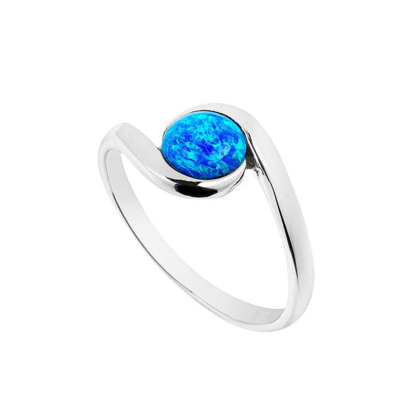 925 Sterling Silver Large Oval Blue Opal Ring - Charming and Trendy Ltd
