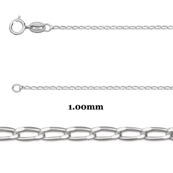 925 Sterling Silver Diamond Cut Curb Chain Necklaces Type A (Various Sizes)