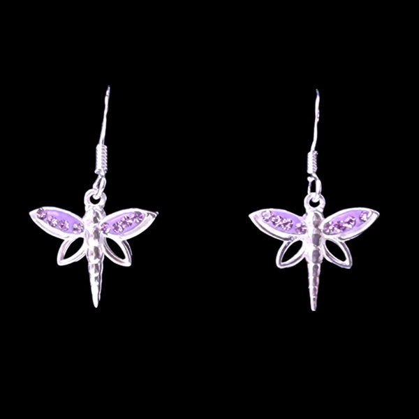 925 Sterling Silver Tanzanite CZ Dragonfly Earrings - Charming and Trendy Ltd