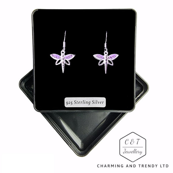 925 Sterling Silver Tanzanite CZ Dragonfly Earrings - Charming and Trendy Ltd