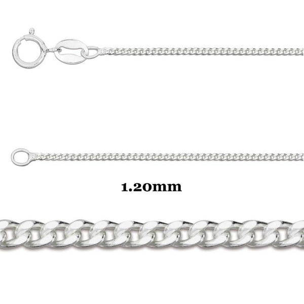 925 Sterling Silver Diamond Cut Curb Chain Necklaces Type A (Various Sizes)