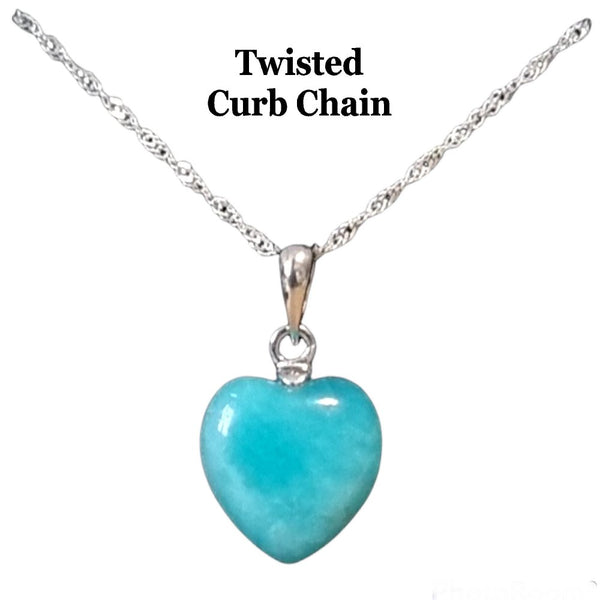 925 Sterling Silver Amazonite Heart Pendant Necklace - Gift Boxed