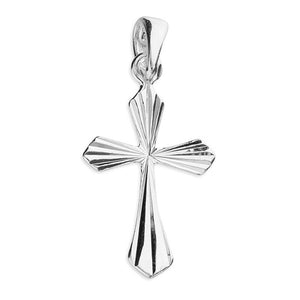 925 Solid Silver Diamond Cut Cross Pendant 18x12mm and Chain - Charming and Trendy Ltd