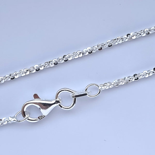 925 Sterling Silver Platinum Plated Diamond Cut Rock Chain - Charming and Trendy Ltd